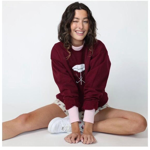 Byrdie Golf Social Wear Split Seam Sweatshirt Burgundy Size Large - Picture 1 of 11